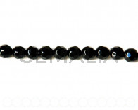 Glass beads. Round, 10mm faceted. Black. 13-14-Inch Strand.