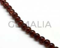 Crackle Glass. Round. 10mm. Dark brown. 15-Inch Strand.