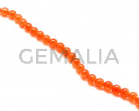 Crackle Glass. Round. 10mm. Orange. 15-Inch Strand.