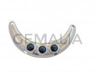 Zamak and SWAROVSKI necklace 3 rivoli. 125x70mm. Silver-Montana. Inn.4mm