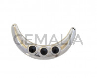 Zamak and SWAROVSKI necklace 3 rivoli. 125x70mm. Silver-Jet. Inn.4mm