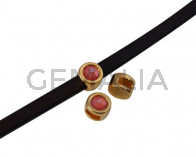 SWAROVSKI and Zamak Slider. 8mm coin. Gold-Light Coral. Inn.5x2mm