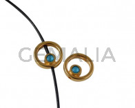 SWAROVSKI and metal ring. 12.2x12.3mm. Gold-Azure Blue. Inn.1.5mm