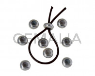 Bead stopper brass rondelle with silicone 8x4.3mm. Shiny silver. Inn.2mm