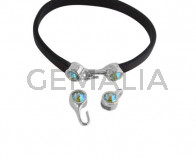 SWAROVSKI clasp with end cap. 2 pieces set 6x15mm-6x11mm. Silver-Peridot Shimmer. Inn.5x2mm