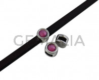 SWAROVSKI and Zamak Slider. 8mm coin. Silver-PeonyPin. Inn.5x2mm
