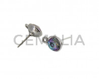SWAROVSKI and Zamak earring with ring. Round 11mm. Silver-Vitral Light. Int.2mm