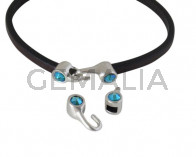 SWAROVSKI and metal clasp 11x4.5mm with end cap coin. Silver-Blue Zircon Shimmer. Inn.3x2mm