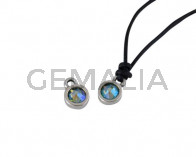 Swarovski and metal pendant coin 6.5x6.5mm. Silver-Peridot Shimmer. Inn1.8mm