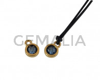 Swarovski and metal pendant coin 6.5x6.5mm. Gold-Denim Blue. Inn1.8mm