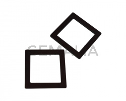 Leather square pendant 49.5x49.5mm. No hole. Dark brown.