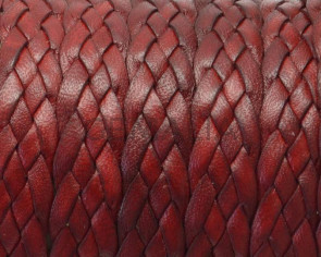 Bolo Braided Flat Leather Cord. 10x1.2mm. Dark red. Best Quality.