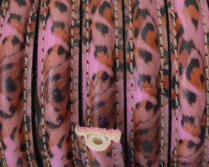 Half Round Leather cord. 10x5mm. Feathers. Pink. Inn.1.8mm. Best Quality.