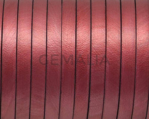Flat Leather cord 5x1.5mm.Metal red. Best Quality. Bulk Price.