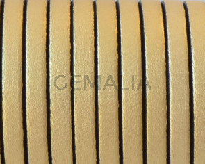 Flat Leather cord 5x1.5mm. Metal gold-black2. Best Quality. Bulk Price.
