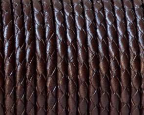 3mm Leather Cord - Dark Distress Brown - Round - Matt Finish - Indian