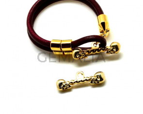 Zamak. Ending For Regaliz. 2 Skulls. 31mm. Silver Color.Inn.2.8mm.
