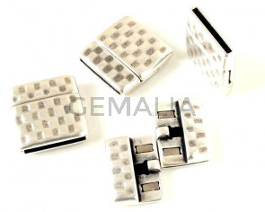 Magnetic clasp. 24x24mm. Silver. Inn.20x2mm.