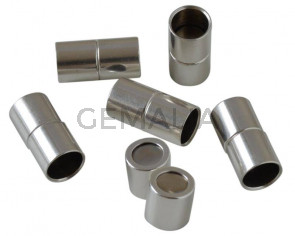 Magnetic clasp Brass. Cylindrical. 24x12mm. Silver. Inn.10mm. Bulk Price.