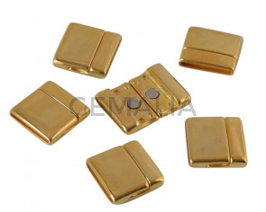 Rose Gold Mini Magnetic Metal Clasp for Flat Leather hole 6x1.9mm 17x8mm ZamAK Rectangle