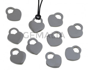 Stainless steel 304. Pendant. Heart. 15x17x1.5mm. Silver. Inn.6x5mm.