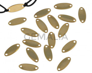 Brass. Connector. Oval. 12x5x1mm. Gold. Inn.1mm.