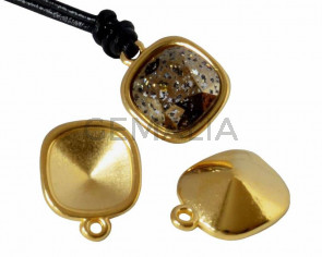 Zamak pendant. 13x16mm. No stone. For Swarovski 4470-10mm. Gold. Inn.1.3mm