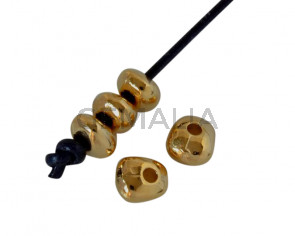 Zamak bead round irregular 5.2x3mm. Gold. Inn.1.5mm