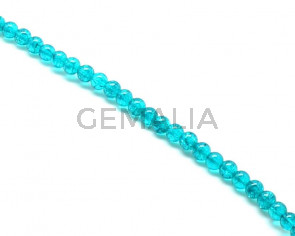 Crackle Glass. Round. 8mm. Sea green. 15-Inch Strand.