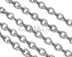 Brass chain oval 5x3.5mm. Silver