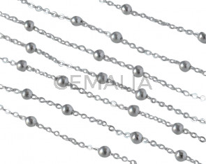 Ball chain Brass 2mm. Shiny Silver