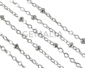 Brass rondell chain 2mm.Shiny Silver