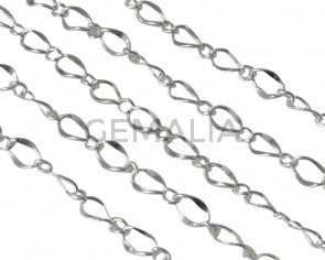 Brass chain oval 6x4mm. Shiny Silver