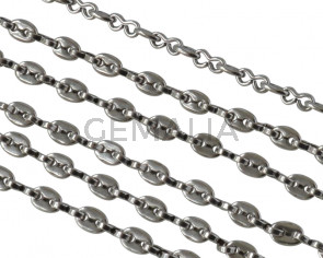 Brass chain connector 4.2x3mm. Silver.