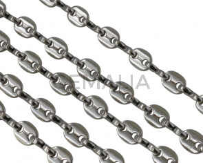 Brass chain connector 7x5mm. Silver.