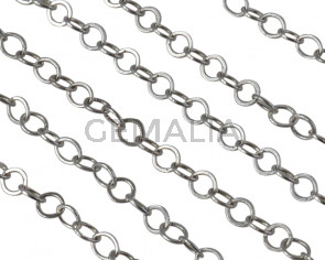 Brass chain round 3mm. Silver.