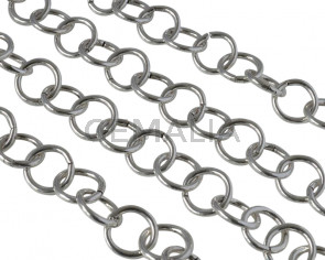 Brass chain round 13x13mm. Silver.