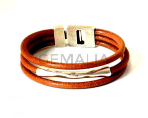 G028046 BRACELET Zamak-leather cord