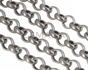 Brass Rolo chain 10,2x10,2mm. Silver