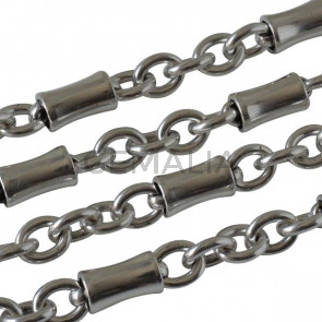 Brass chain. Tube 12x7mm. Silver