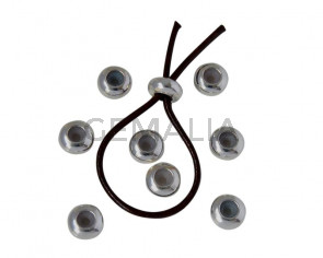 Bead stopper brass rondelle with silicone 8x4.3mm. Shiny silver. Inn.2mm