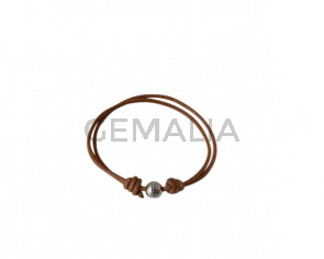 Paddle bracelet with 2mm leather and adjustable. Natural. Best Quality