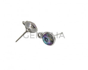 SWAROVSKI and Zamak earring with ring. Round 11mm. Silver-Vitral Light. Int.2mm
